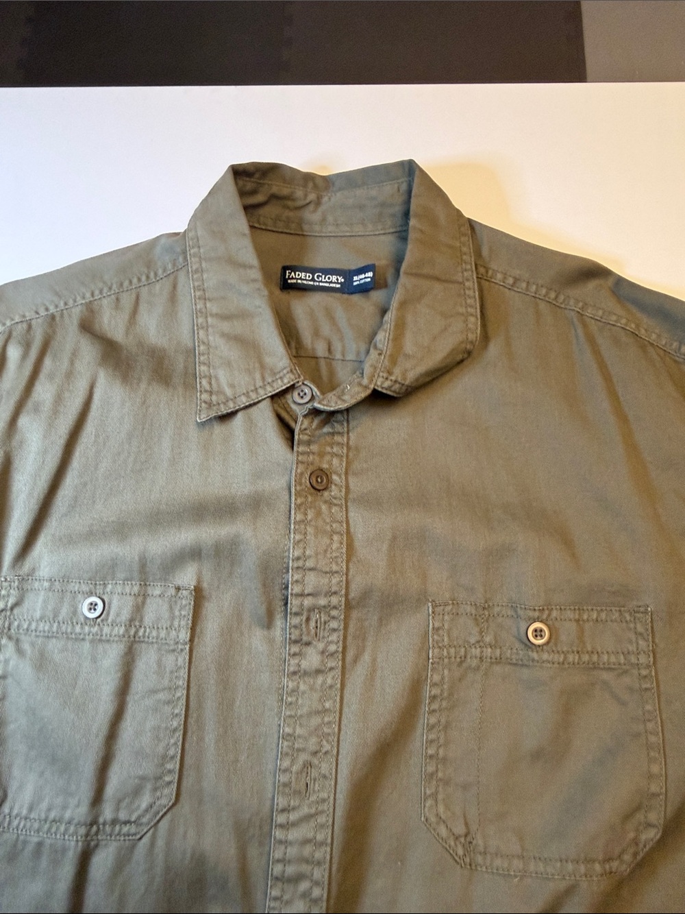 Faded Glory Olive-Green Utility Button-Up Shirt